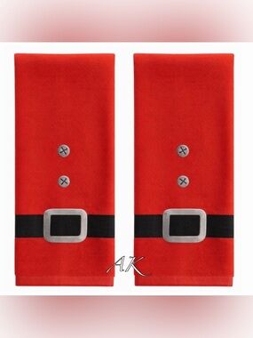 St. Nicholas Square Red & Black Santa Belt Hand Towel Set (Set of 2) 🎅